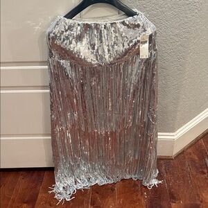 Maeve Silver Sequin Pencil Skirt